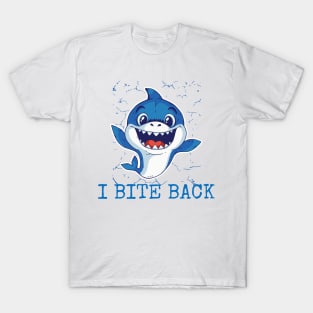 I Bite Back Cute Baby Smiling Shark Animal Blue Fish T-Shirt